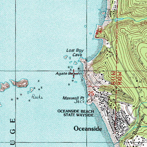 Topographic Map of Agate Beach, OR