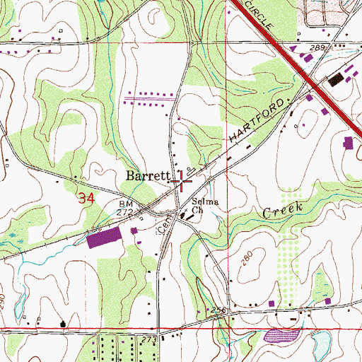 Topographic Map of Barrett, AL