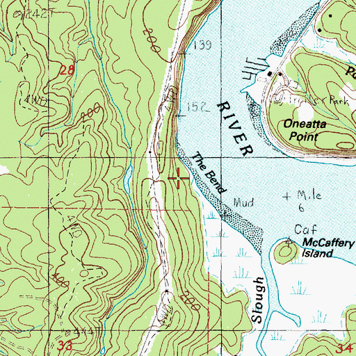 Topographic Map of The Bend, OR