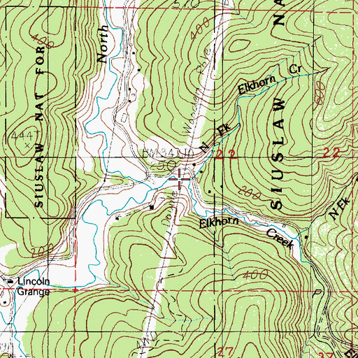 Topographic Map of North Fork Elkhorn Creek, OR