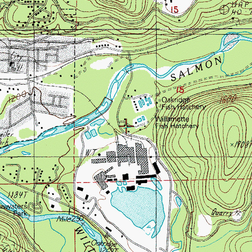 Topographic Map of Willamette Fish Hatchery, OR