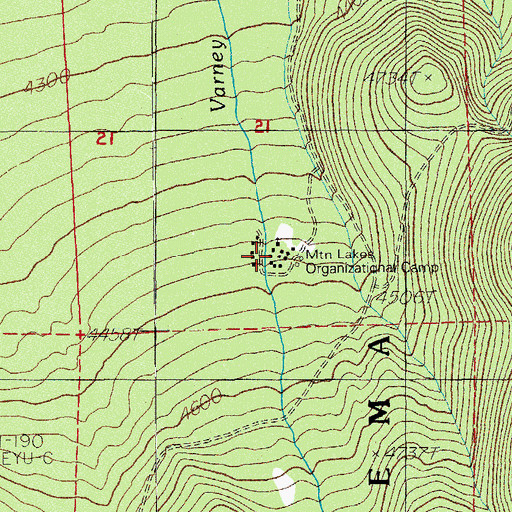 Topographic Map of Mountain Lakes Organizational Camp, OR