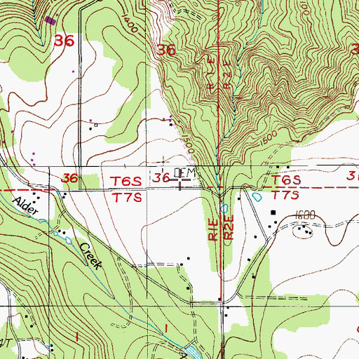 Topographic Map of Holy Rosary Cemetery, OR