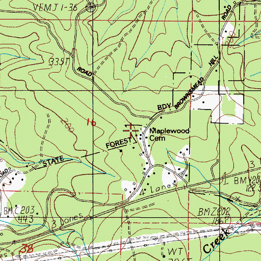 Topographic Map of Maplewood Cemetery, OR