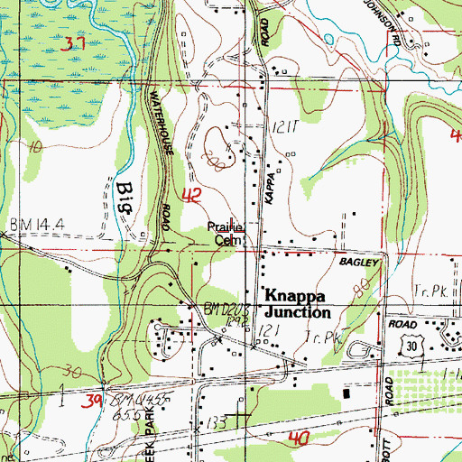Topographic Map of Prairie Cemetery, OR