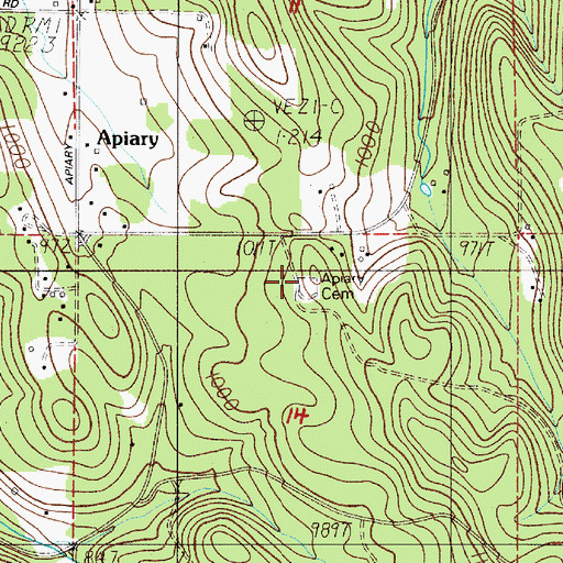Topographic Map of Apiary Cemetery, OR