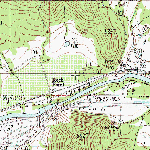 Topographic Map of Rock Point Cemetery, OR
