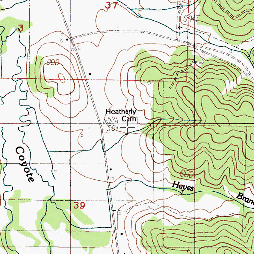Topographic Map of Heatherly Cemetery, OR