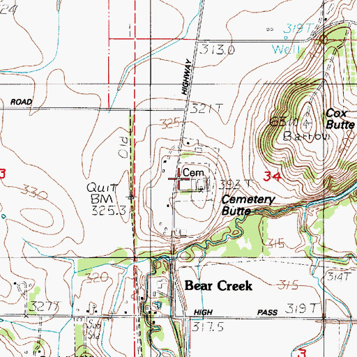 Topographic Map of Resthaven Cemetery, OR