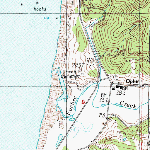 Topographic Map of Fox Hill Cemetery, OR