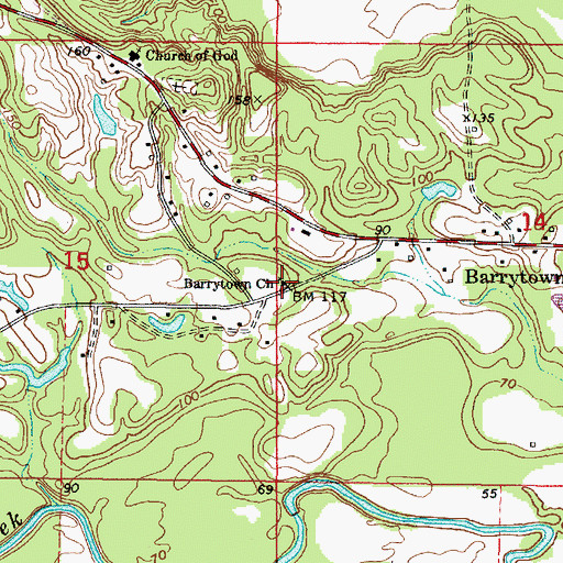 Topographic Map of Barrytown United Methodist Church, AL