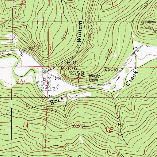 Topographic Map of Wigle Cemetery, OR