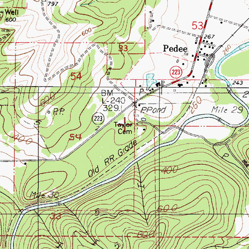 Topographic Map of Taylor Cemetery, OR