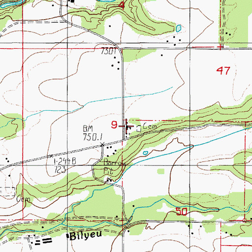 Topographic Map of Jordan Catholic Cemetery, OR