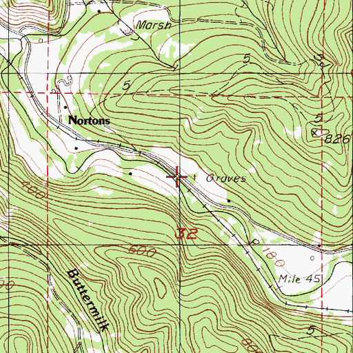 Topographic Map of Nortons Cemetery, OR