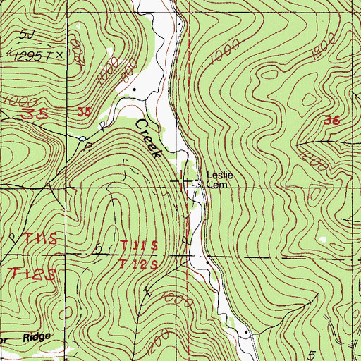 Topographic Map of Leslie Cemetery, OR
