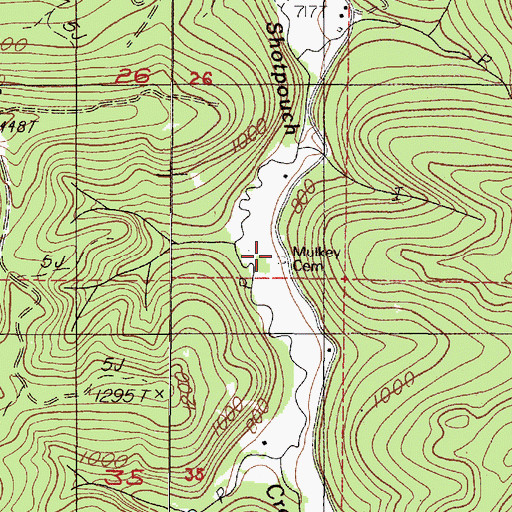 Topographic Map of Mulkey Cemetery, OR