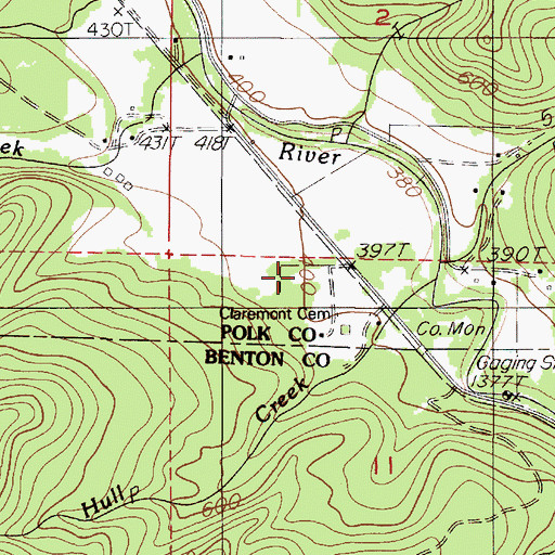 Topographic Map of Claremont Cemetery, OR