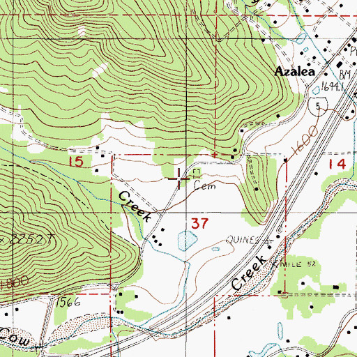 Topographic Map of Quines Creek Cemetery, OR