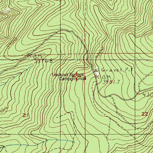 Topographic Map of Lookout Springs Campground, OR