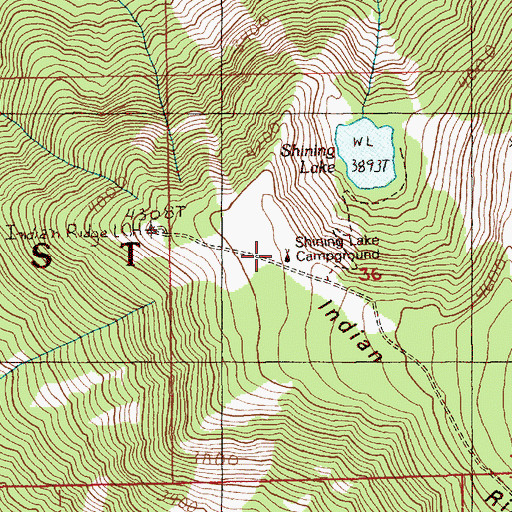 Topographic Map of Shining Lake Campground, OR