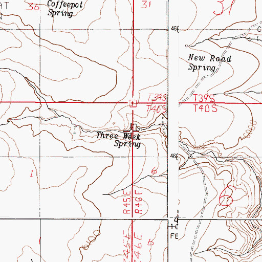Topographic Map of Three Week Spring, OR