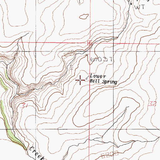 Topographic Map of Lower Bell Spring, OR