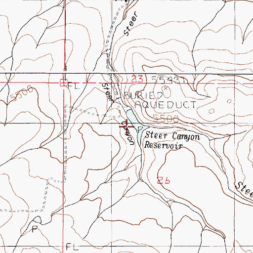 Topographic Map of Steer Canyon Reservoir, OR