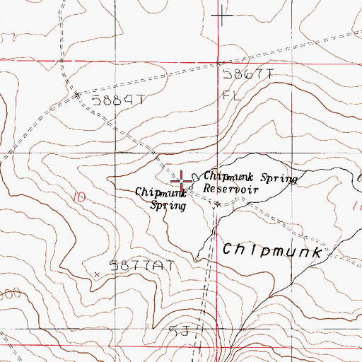 Topographic Map of Chipmunk Spring Reservoir, OR