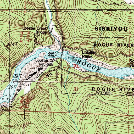 Topographic Map of Lobster Riffle, OR