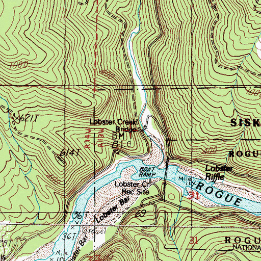 Topographic Map of Lobster Creek Bridge, OR