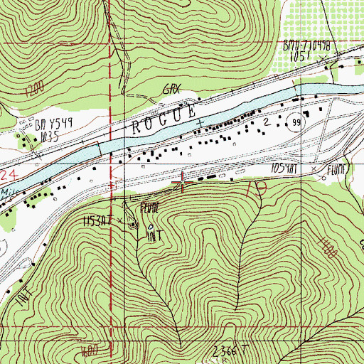 Topographic Map of Gold Hill Irrigation District Canal, OR