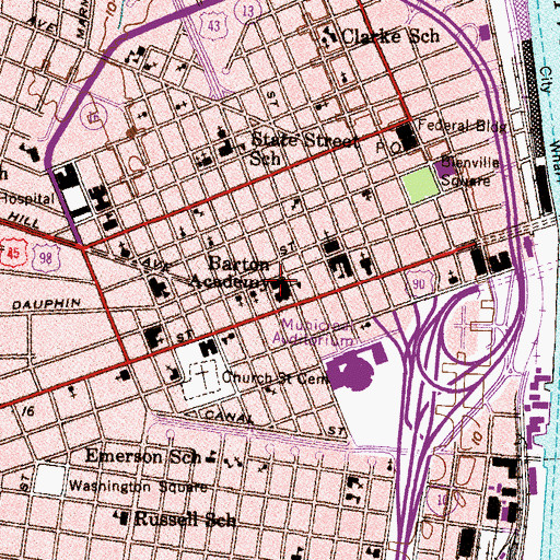 Topographic Map of Barton Academy, AL