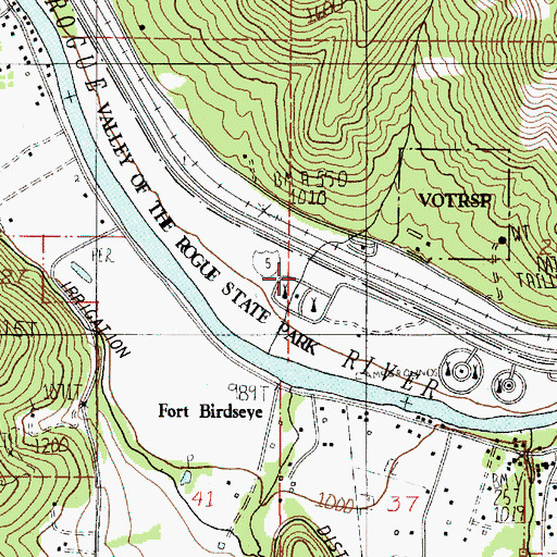 Topographic Map of Valley of the Rogue State Park, OR