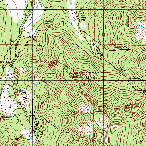 Topographic Map of Shasta Mine, OR