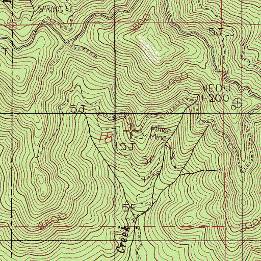 Topographic Map of Miller Mine, OR