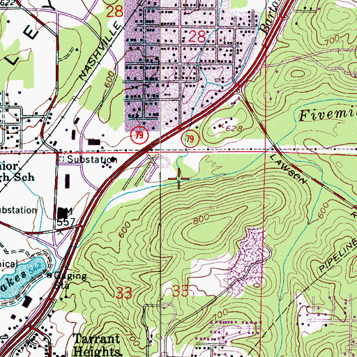 Topographic Map of Barton Branch, AL