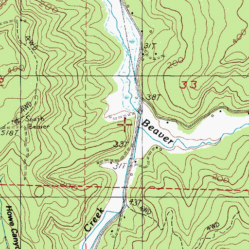 Topographic Map of Oliver Creek, OR