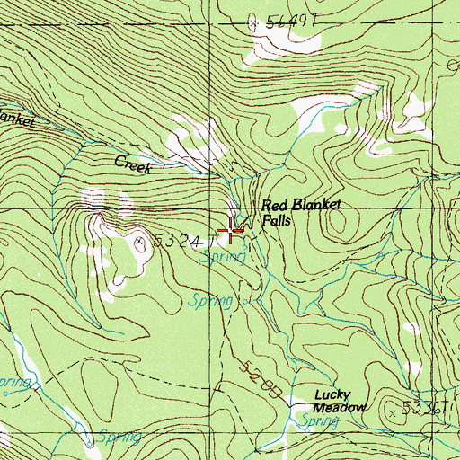Topographic Map of Red Blanket Falls, OR