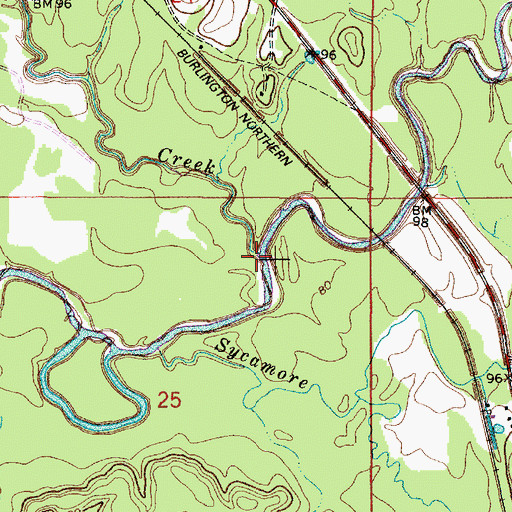 Topographic Map of Barton Creek, AL