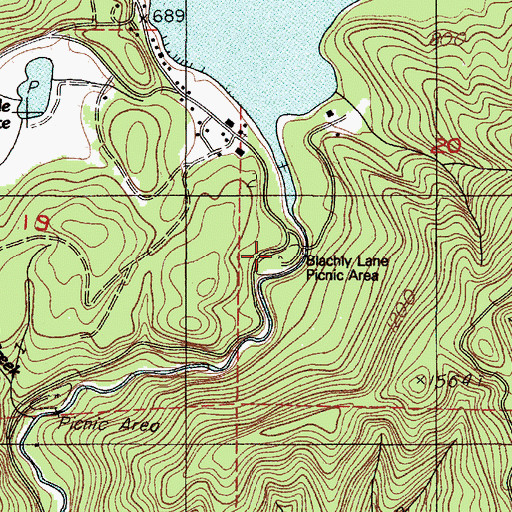 Topographic Map of Blachly Lane Picnic Area, OR
