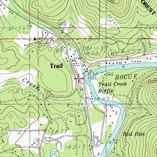 Topographic Map of Trail Creek Riffle, OR