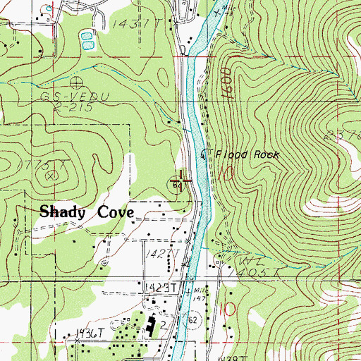 Topographic Map of Flood Rock, OR