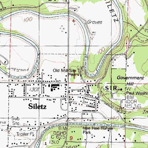 Topographic Map of Old Mill Site Park, OR