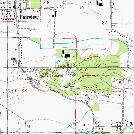Topographic Map of Fairview Cemetery, OR