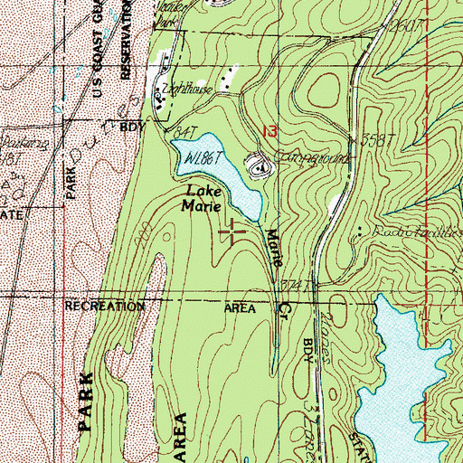 Topographic Map of Marie Creek, OR