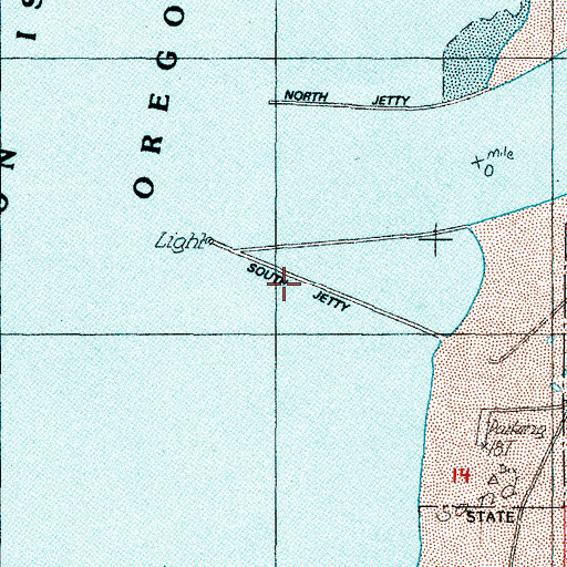 Topographic Map of South Jetty, OR