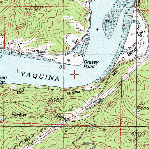 Topographic Map of Grassy Point, OR