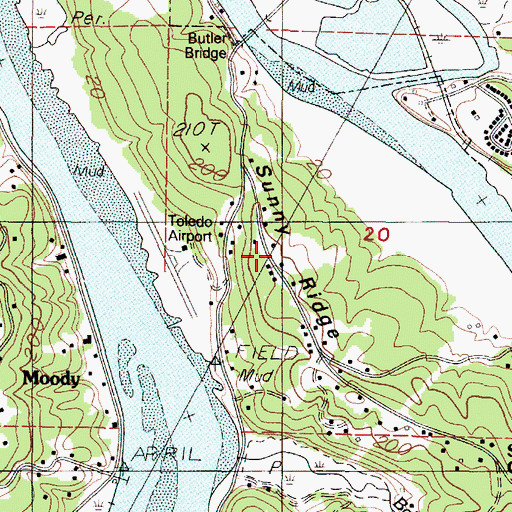 Topographic Map of Sunny Ridge, OR