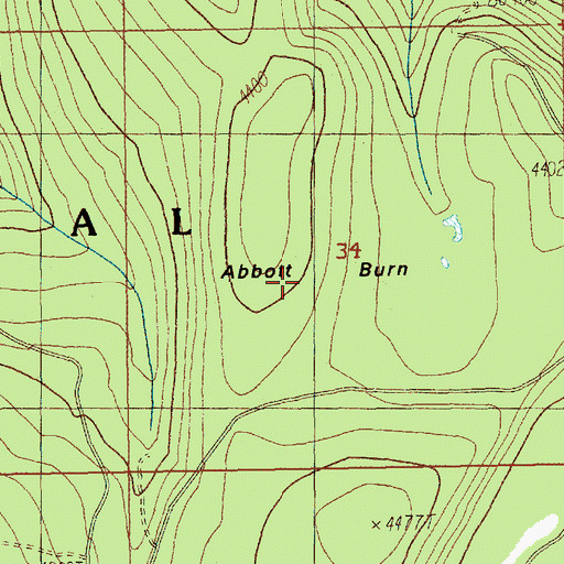 Topographic Map of Abbott Burn, OR